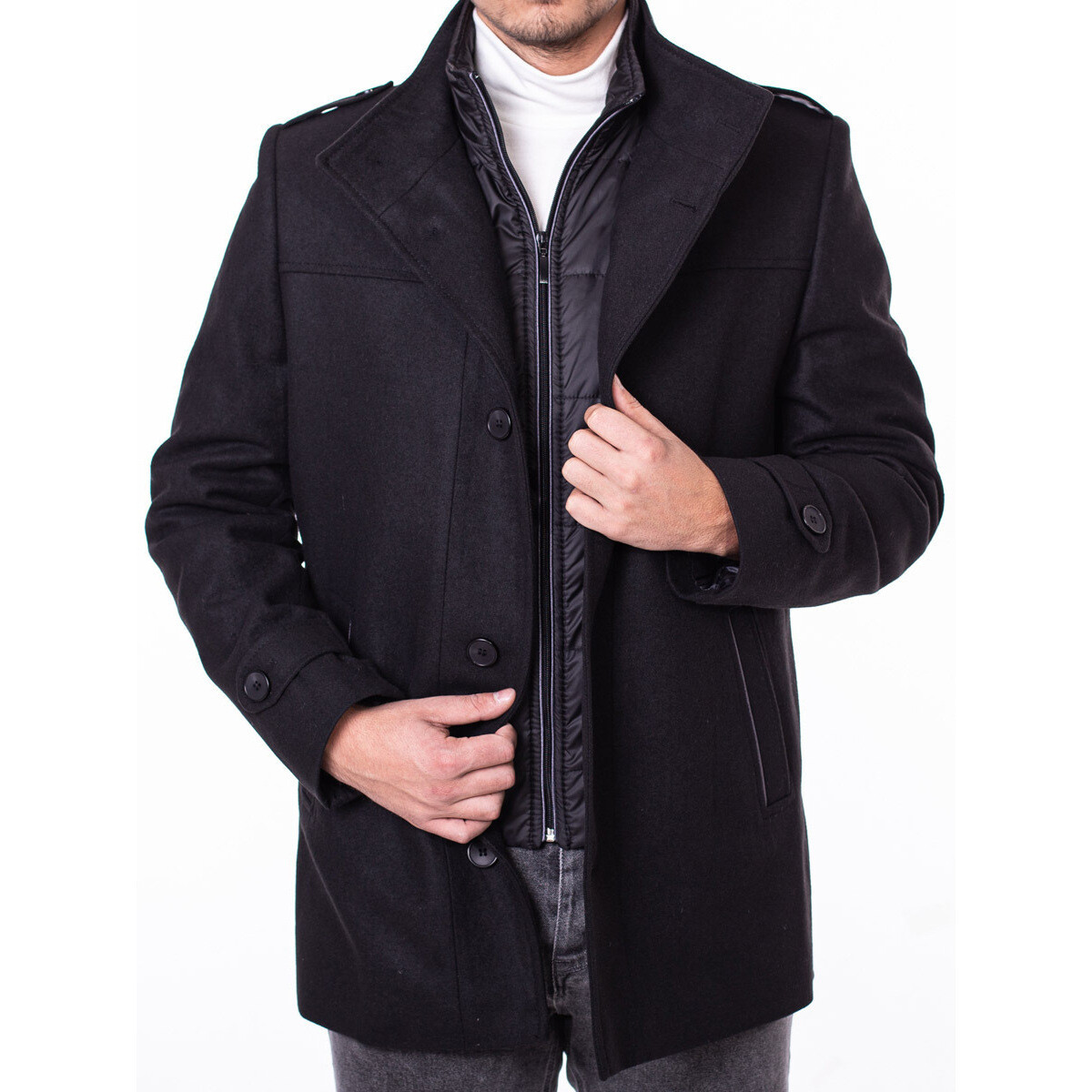 Zapana  Pánský kabát car coat Octave černá  Černá