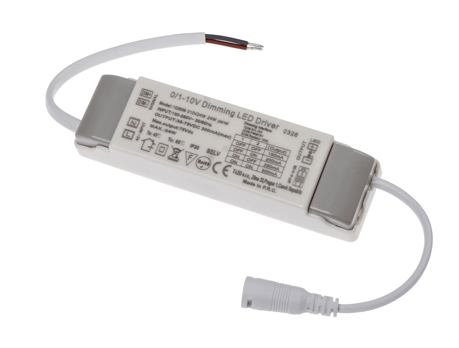 LED Solution Stmívatelný zdroj pro 24W panel 0/1-10V 102938