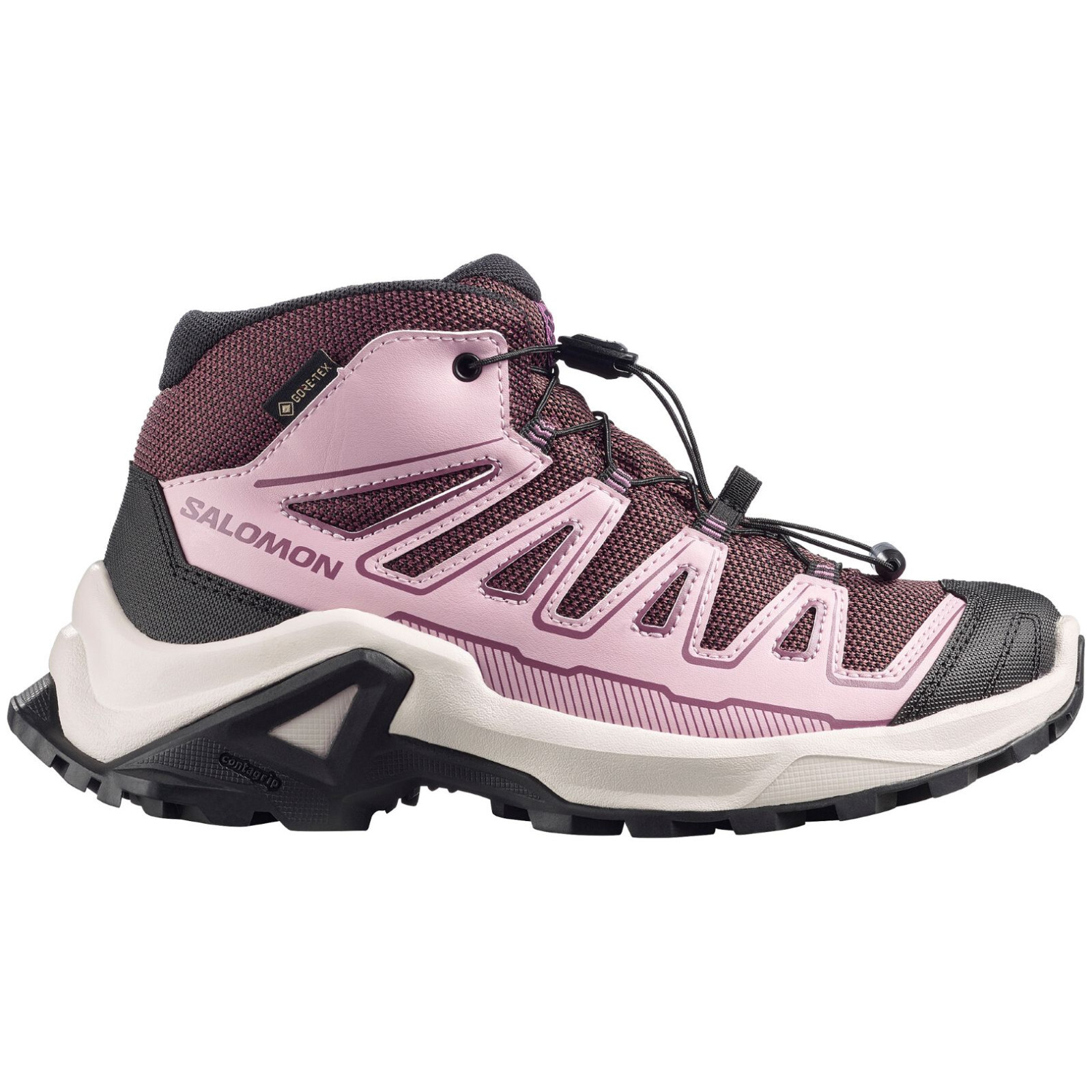 Dětské boty Salomon X Ultra Mid Gtx J Huckleberry-Dawn Pink-Concord Grape Velikost bot (EU): 37 / Barva: růžová