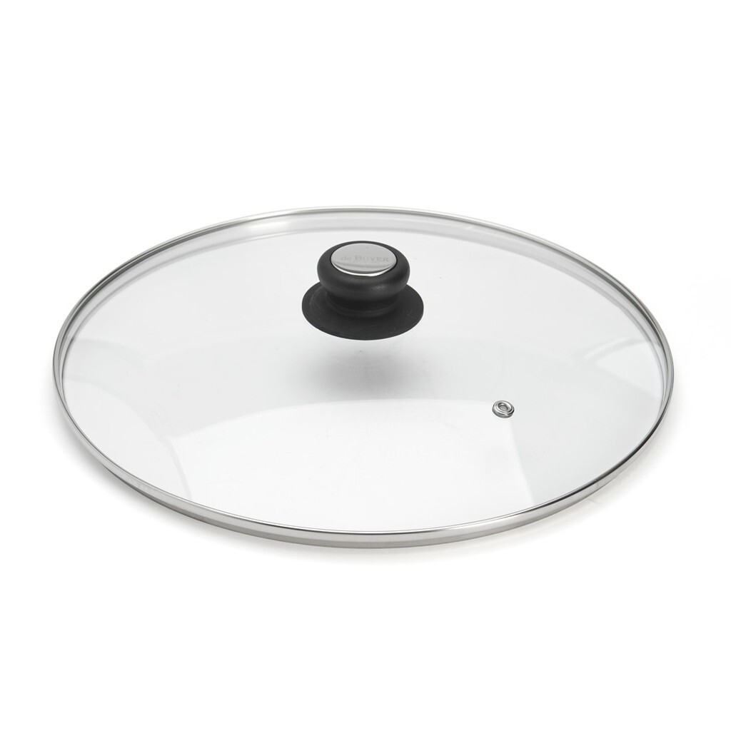 Poklice 32 cm, sklo, bakelitový úchyt, de Buyer