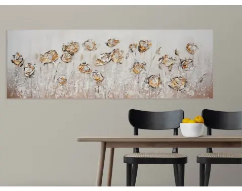 Ručně malovaný obraz Květiny 120x40 cm, 3D struktura