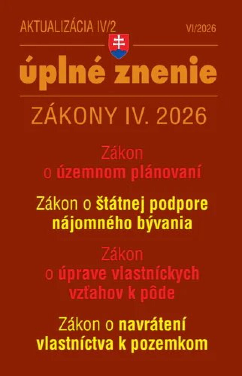 Aktualizácia IV/2 2026 – Stavebný zákon – územné plánovanie