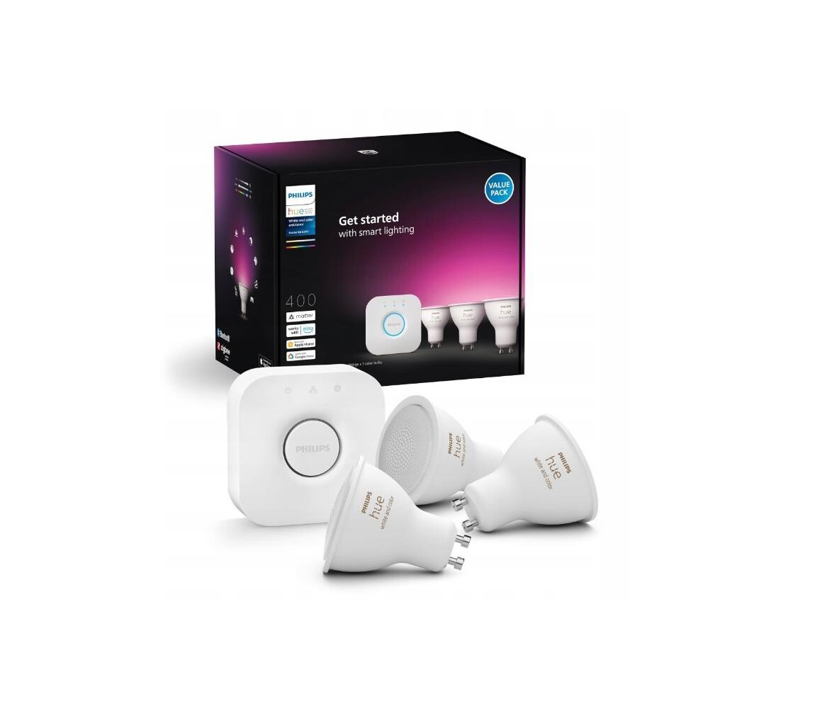 Základní sada Philips Hue WACA 3xGU10/4,2W/230V 2200-6500K + Hue bridge 8720169372177