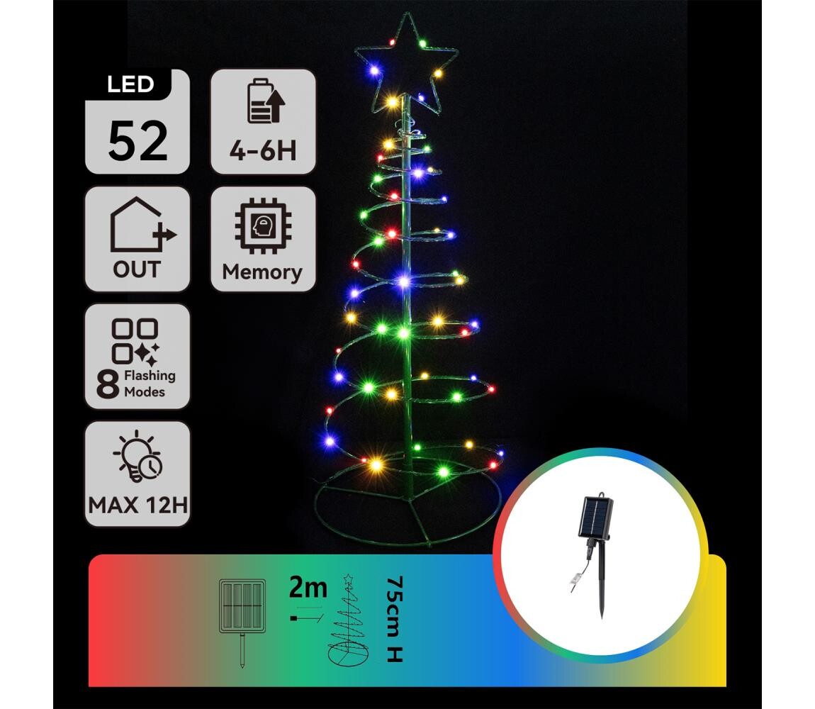 B.V.  - LED Solární vánoční dekorace LED/0,26W/3,7V 75cm IP65 multicolor B10201Q80