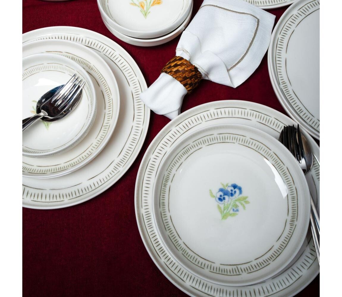 Jídelní sada 18 ks bílá/pestrobarevná/porcelán 858CMR1329