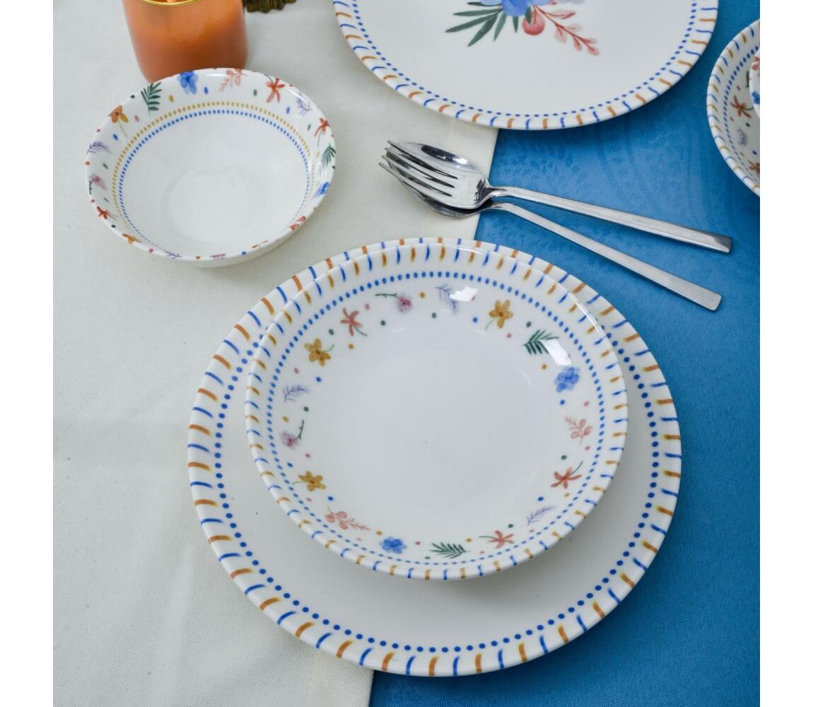 Jídelní sada 18 ks pestrobarevná/porcelán 858CMR1330