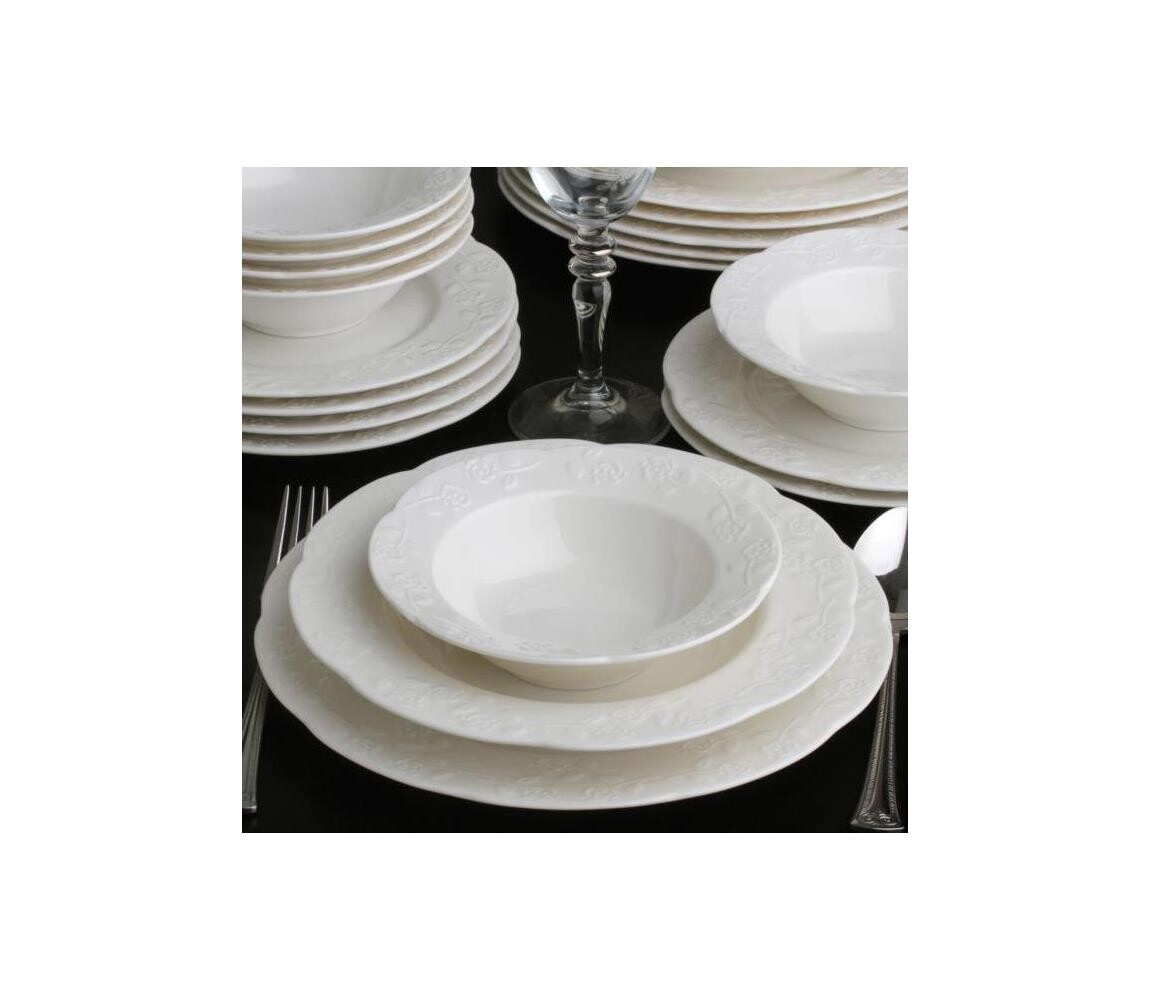 Jídelní sada 24 ks krémová/porcelán 387GRP1256