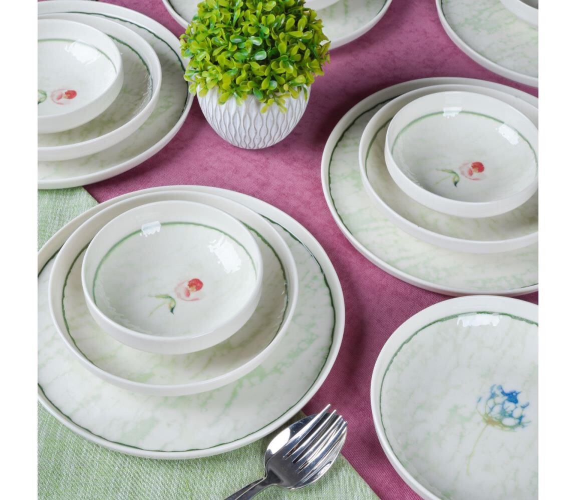 Jídelní sada 18 ks zelená/porcelán 858CMR1328