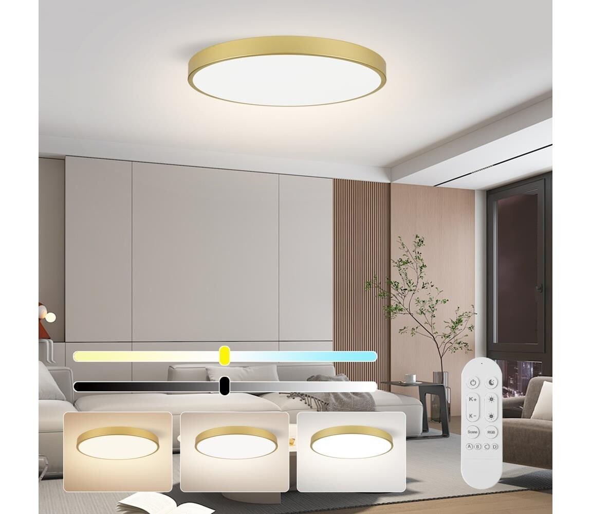 NEO 07312L-LED Stm strop sv SEMPLICI 128W/230V pr.100cm Wi-FiTuya zlatá+DO 07312L