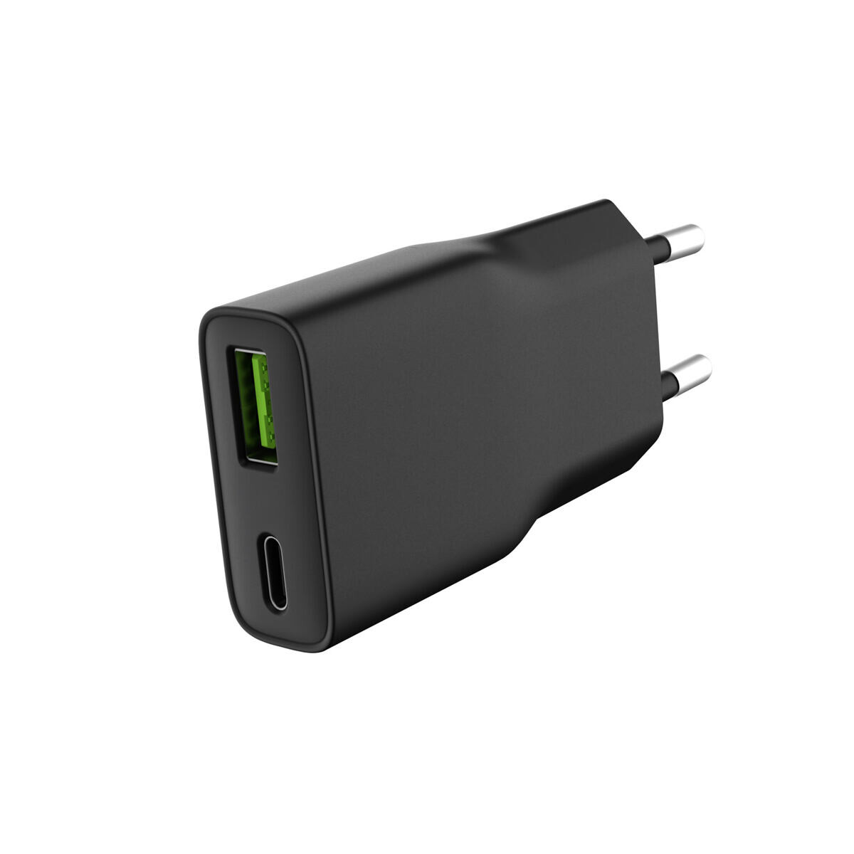 Univerzální USB nabíječka Natec RIBERA GaN SLIM, 20 W, 1X USB-A + 1X USB-C, Černá NUC-2377