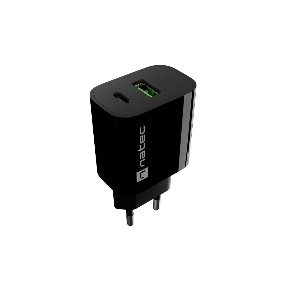 Univerzální nabíječka Natec RIBERA 20 W, 1X USB-A + 1X USB-C, černá NUC-2397