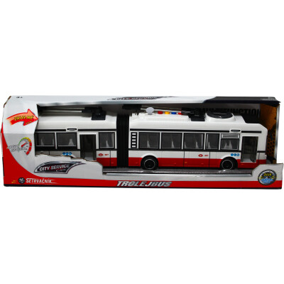 City Service Car - 1:16 Kloubový trolejbus - červený na setrvačník se zvuky