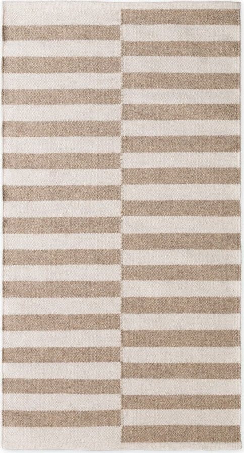 Bílý/světle hnědý oboustranný/ručně tkaný vlněný koberec 80x150 cm Vika – Hanse Home