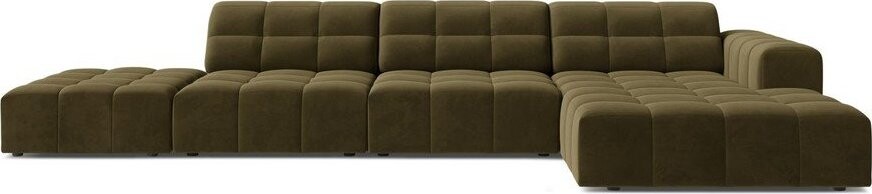 Khaki sametová rohová pohovka (pravý roh/s lenoškou) Chicago – Cosmopolitan Design