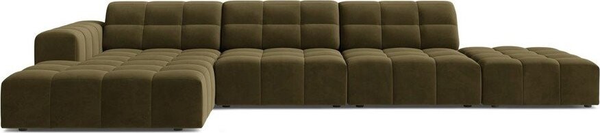 Khaki sametová rohová pohovka (levý roh/s lenoškou) Chicago – Cosmopolitan Design