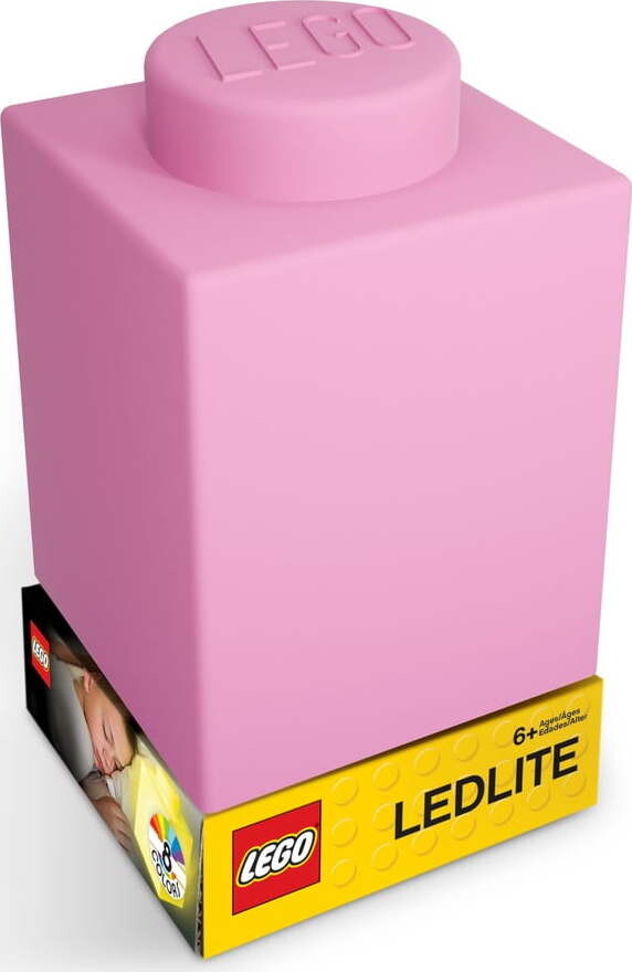 Růžové silikonové noční světýlko LEGO® Classic Brick