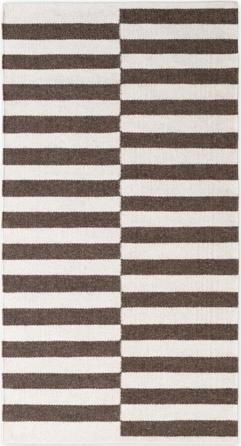Bílý/hnědý oboustranný/ručně tkaný vlněný koberec 80x150 cm Vika – Hanse Home