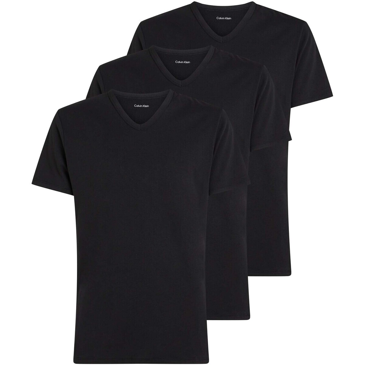 Calvin Klein Jeans  S/S V Neck 3Pk  Černá