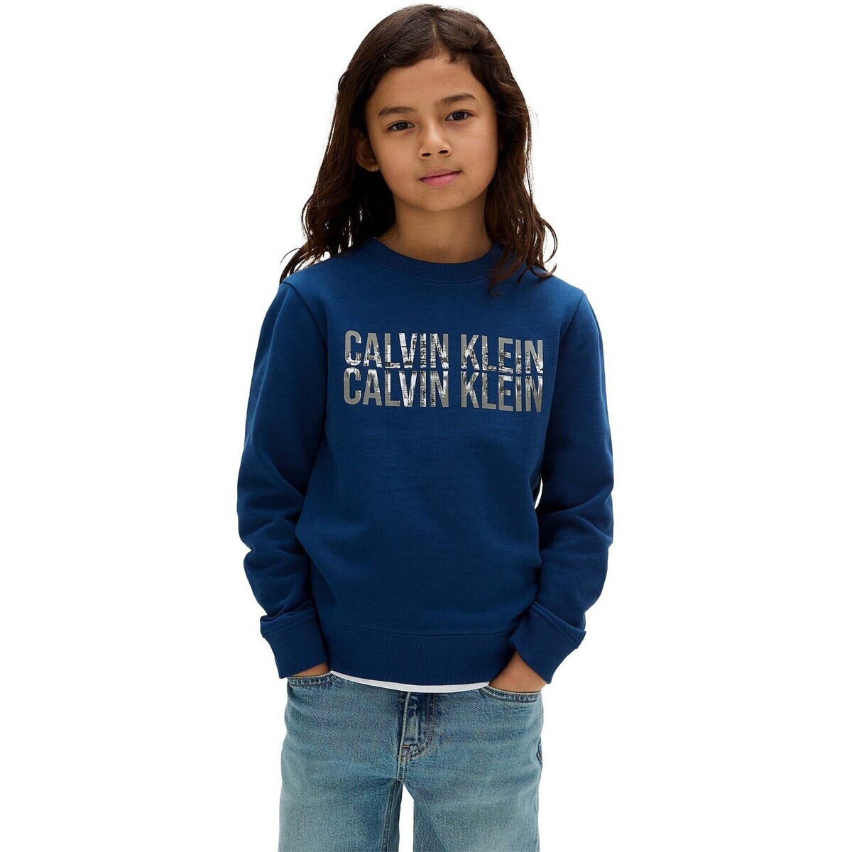 Calvin Klein Jeans  Terry Seasonal Logo Cn  Modrá