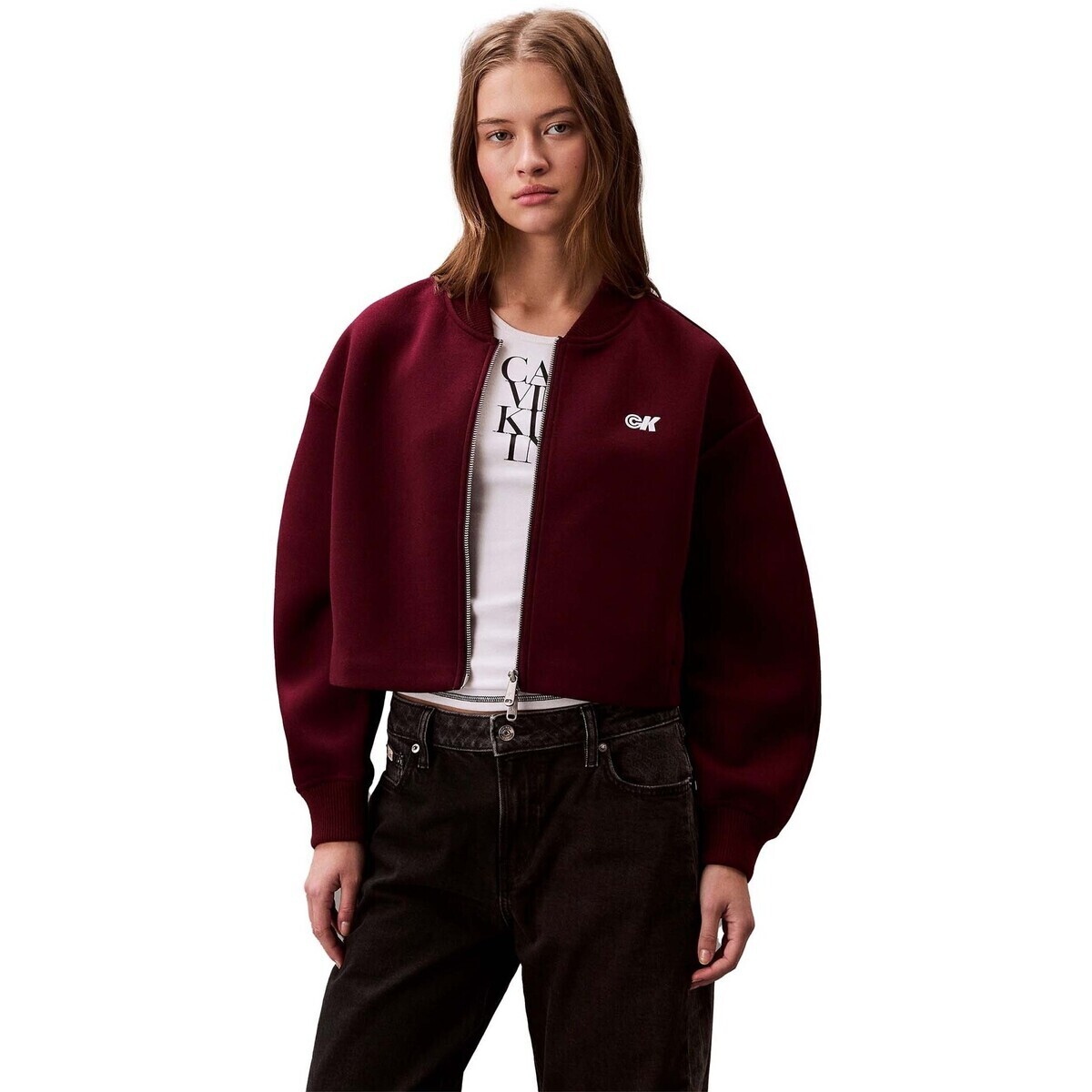 Calvin Klein Jeans  A- Oversized Scuba Z  Červená