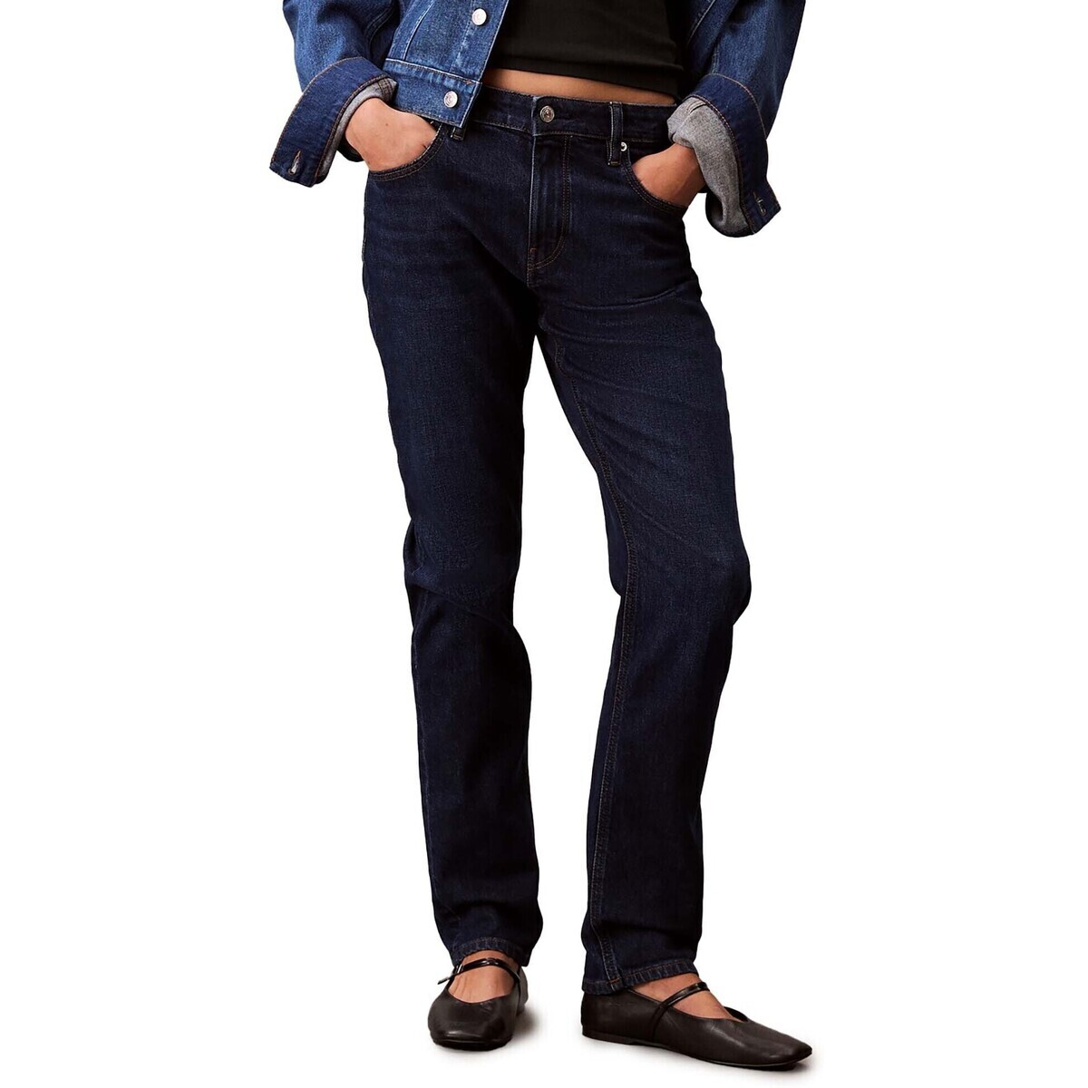 Calvin Klein Jeans  Mid Rise Slim e O  Modrá