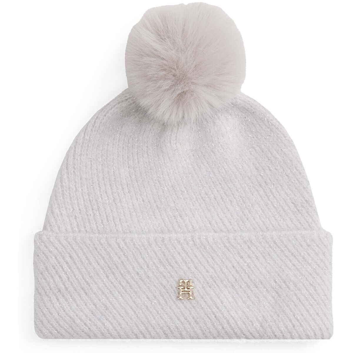 Tommy Hilfiger  Th Pom Pom Beanie Lurex  Šedá