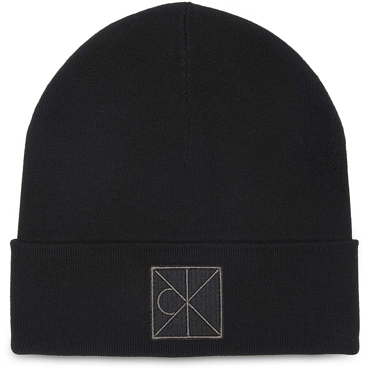 Calvin Klein Jeans  Emblem Patch Fine Rib Beanie  Černá