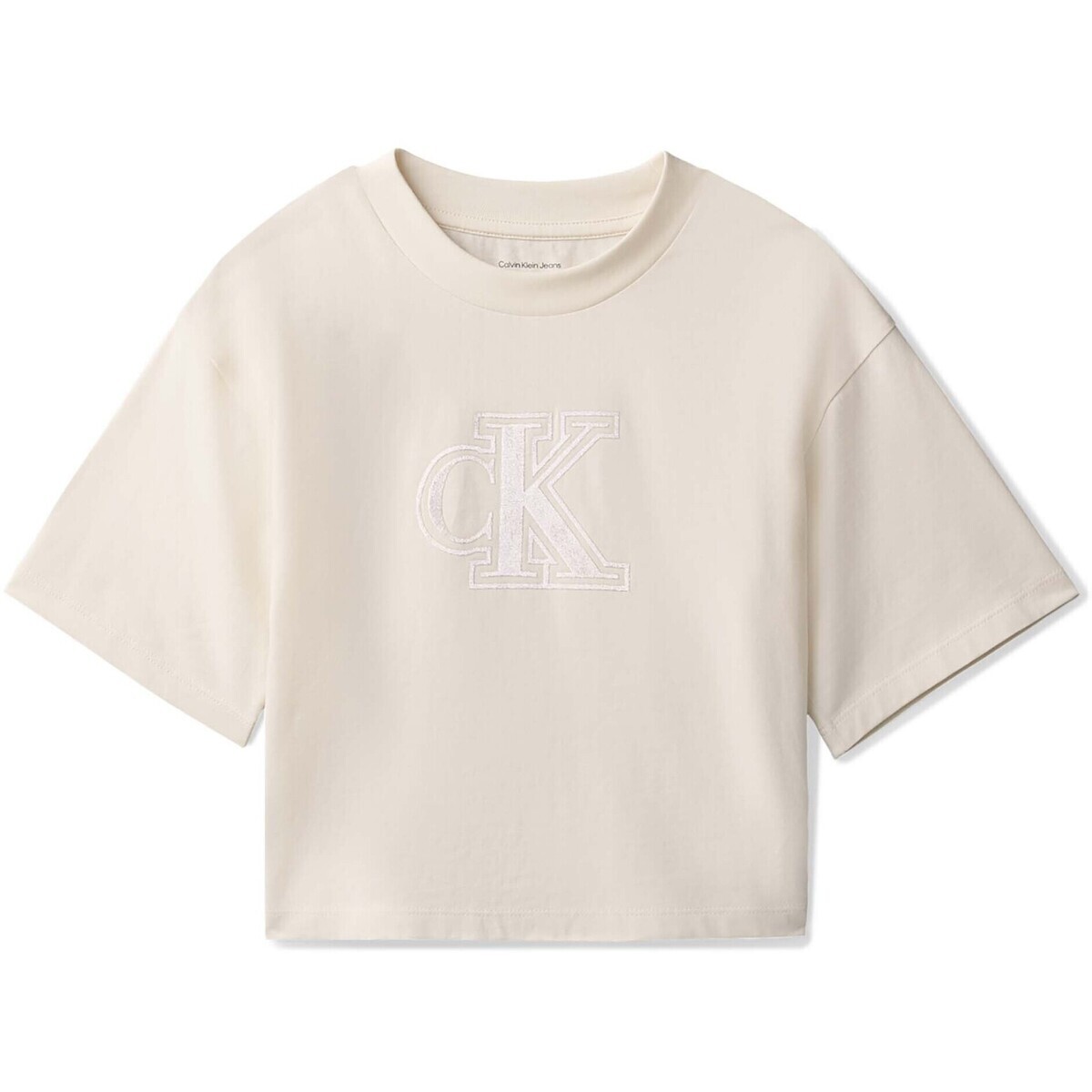 Calvin Klein Jeans  Velvet Monogram Boxy S/S T-Shi  Bílá