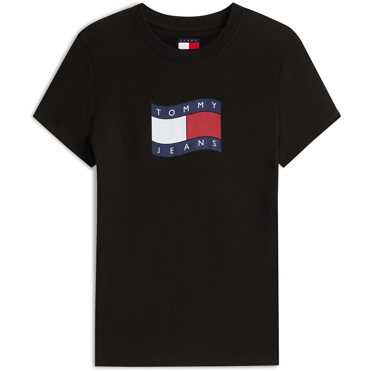 Tommy Jeans  Tjw Slim Wavy Flag T  Černá