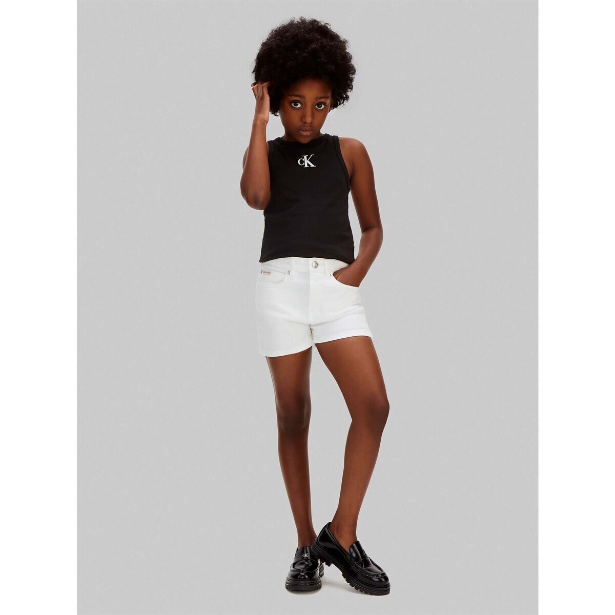 Calvin Klein Jeans  Hr Relaxed Denim Shorts White  Bílá