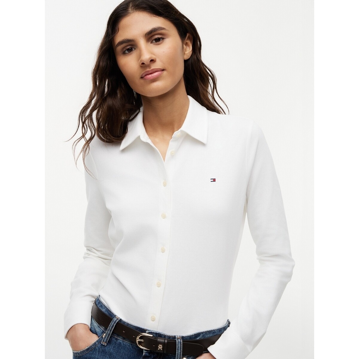 Tommy Hilfiger  Ww0ww43528 Slim Pique Btn Down  Bílá