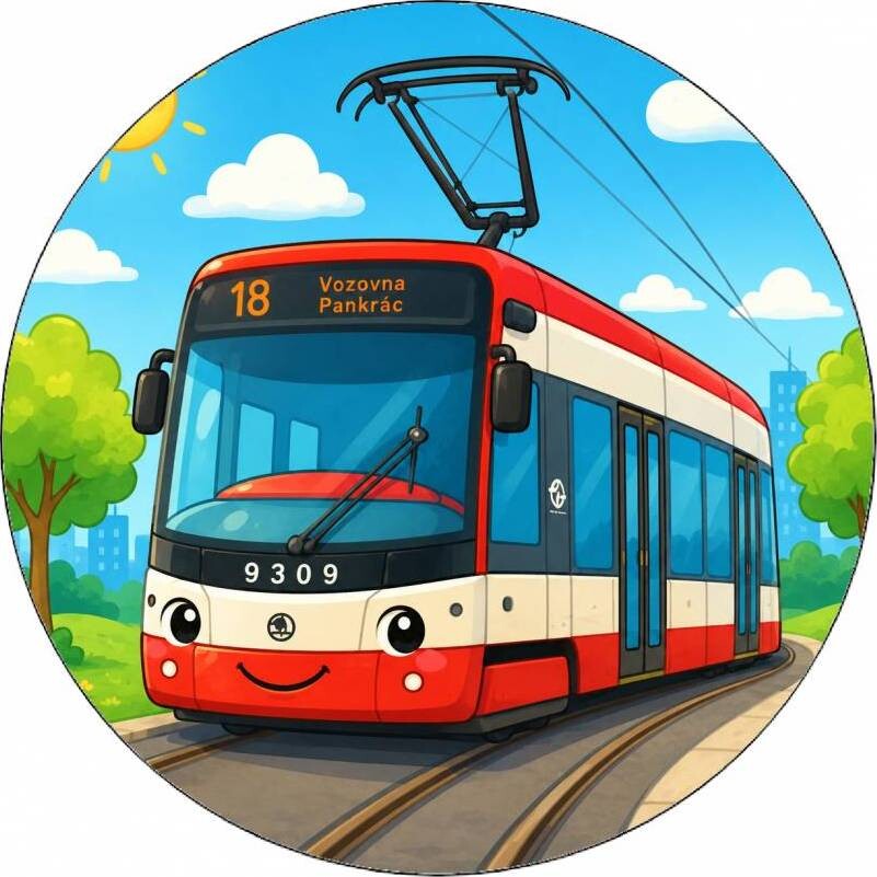 Jedlý papír tramvaj malovaná 19,5 cm - Pictu Hap