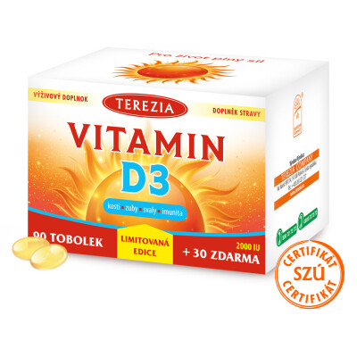 TEREZIA Vitamin D3 2000 IU – Limitovaná edice 90 + 30 tobolek