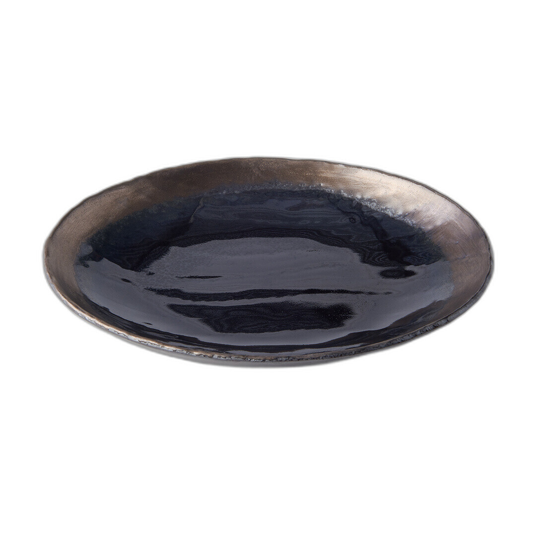 Jídelní talíř GLOSS BLACK 24 cm, černá, keramika, MIJ