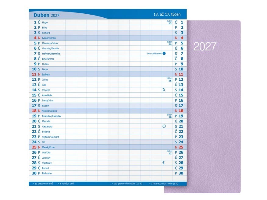 MFP 7781651 Diář 2027 M101/PVC měsíční pastelový fialový