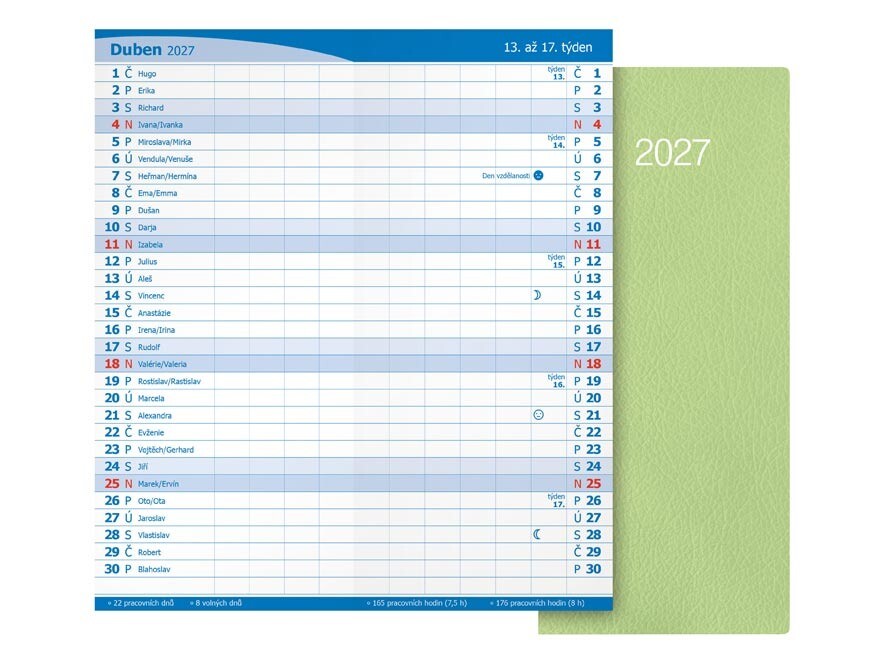 MFP 7781652 Diář 2027 M101/PVC měsíční mintový