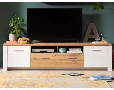 TV skříňka Matera, 209 cm, starý dub/bílá