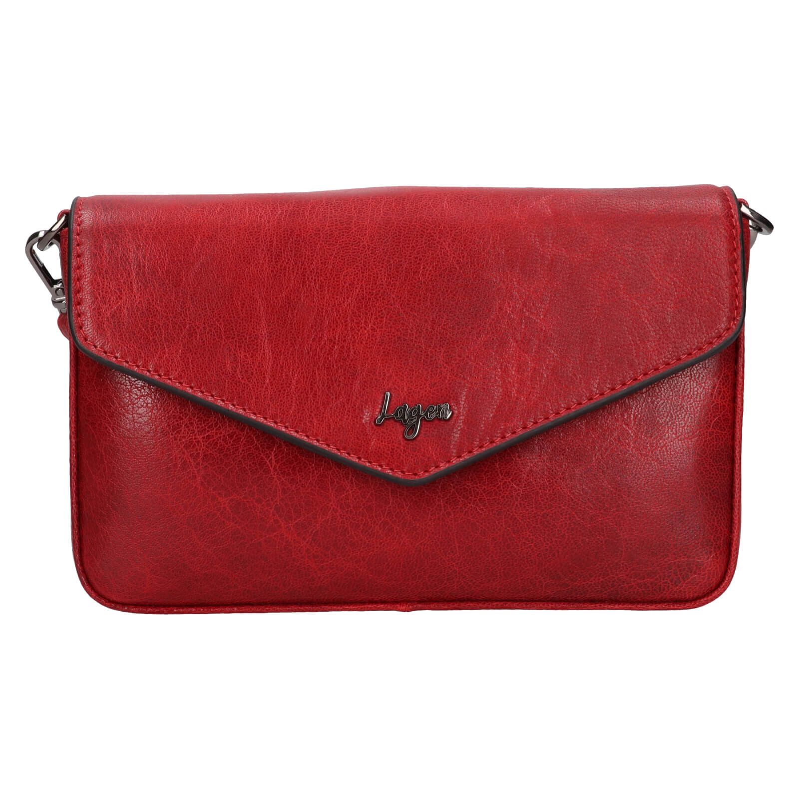 Dámská kožená crossbody kabelka Lagen Rikke - tmavě červená