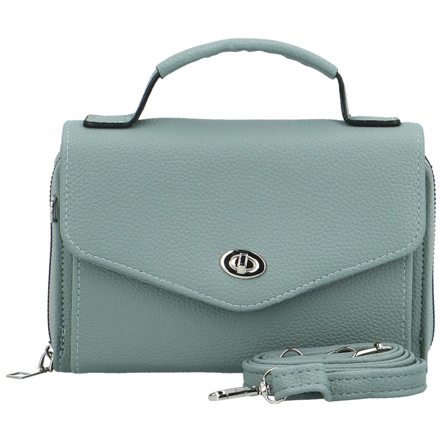 Stylová dámská koženková mini crossbody kabelka Milax, světle modrá