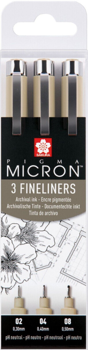 Sada Pigma Micron Black - technické fixy 3ks