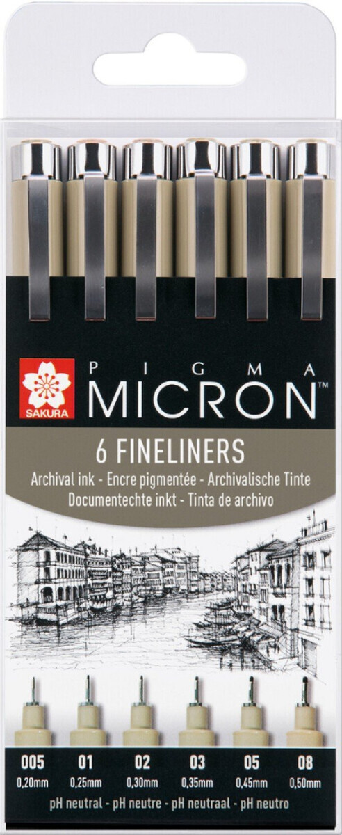 Sada Pigma Micron Black - technické fixy 6ks