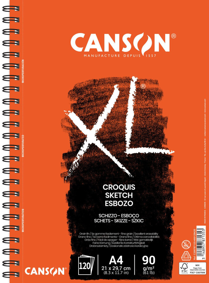 XL Croquis skicák krouž.vazba A4 120l FG 90g