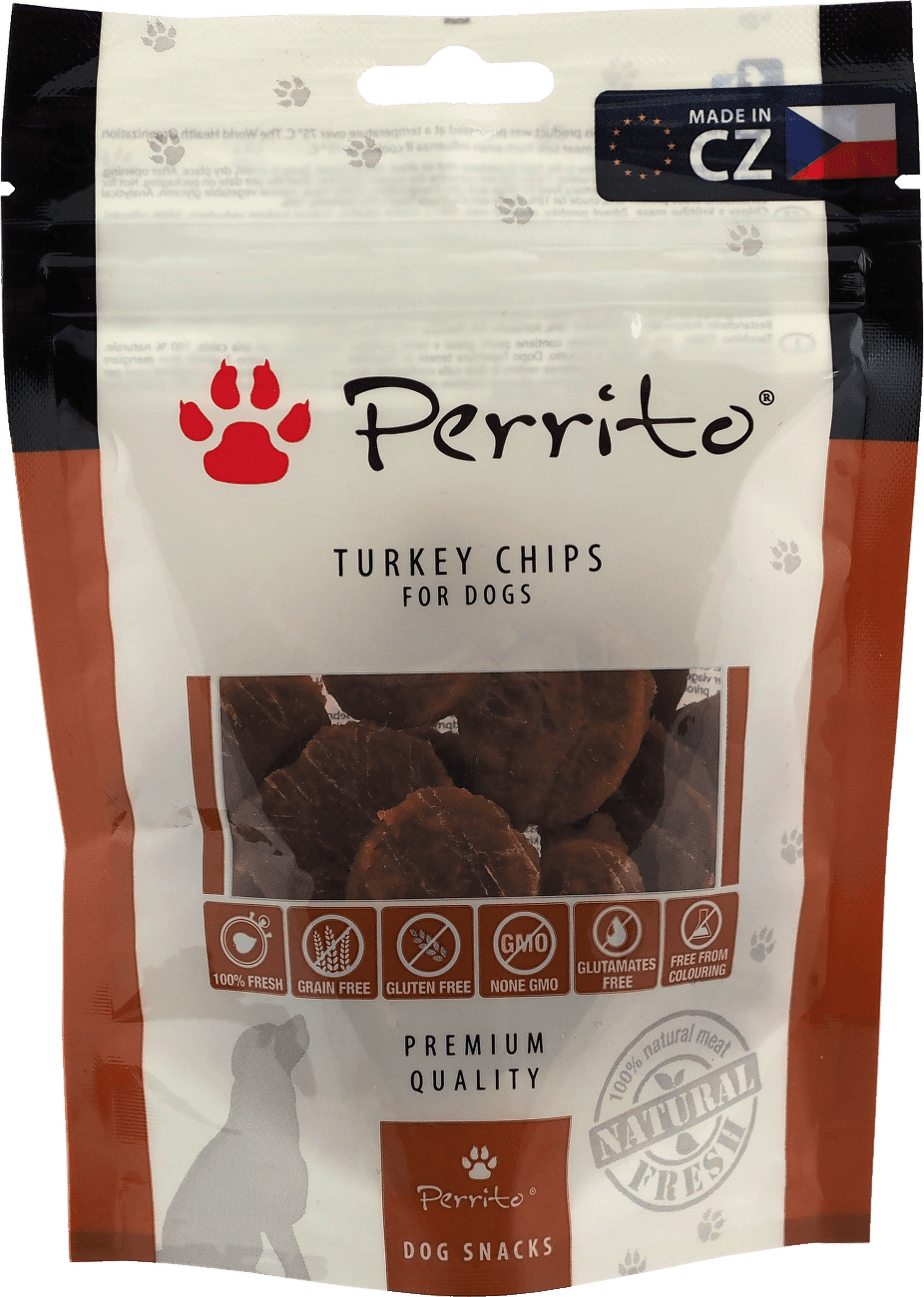 Pochoutka Perrito sušené krůtí chipsy pro psy 100 g