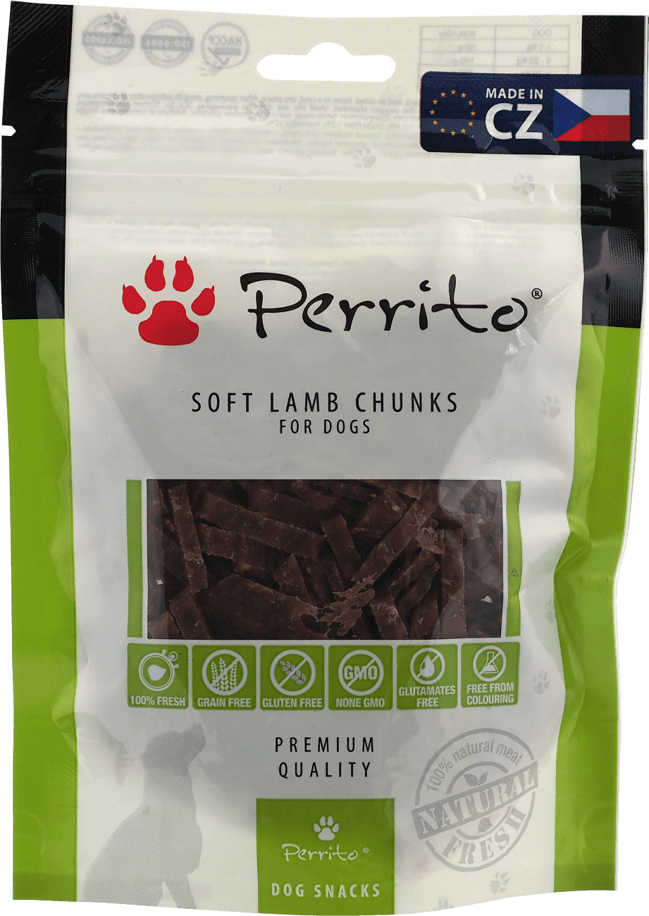 Pochoutka Perrito sušené jehněčí kousky pro psy 100 g
