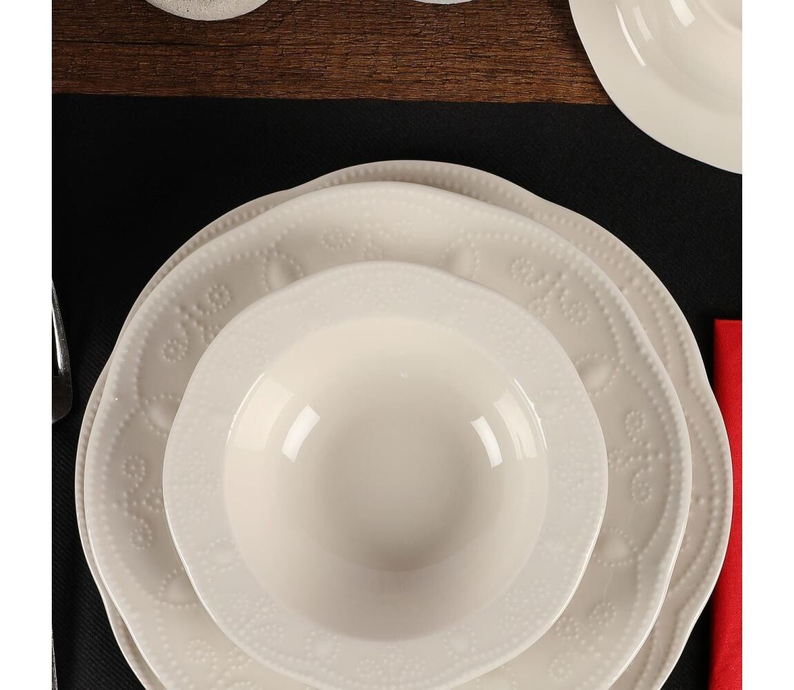 Jídelní sada 24 ks krémová/porcelán 710KTP3806