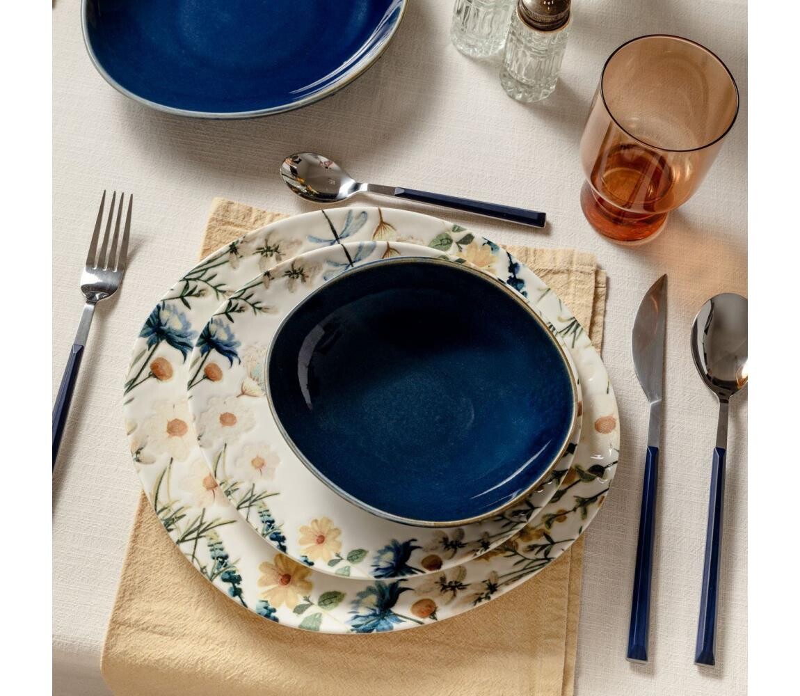 Jídelní sada 24 ks pestrobarevná/modrá/porcelán 667PRS1158