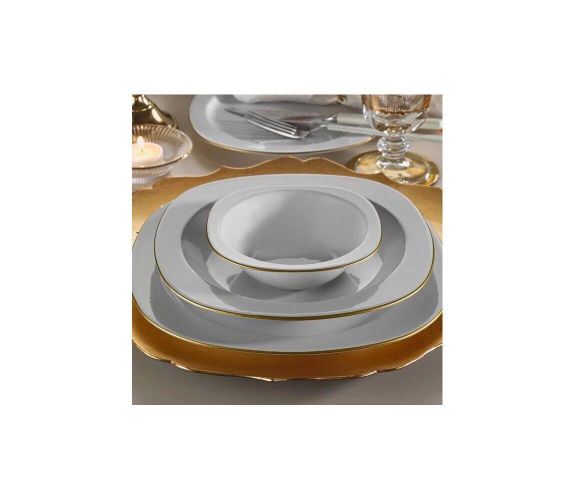 Jídelní sada 24 ks bílá/zlatá/porcelán 710KTP4556