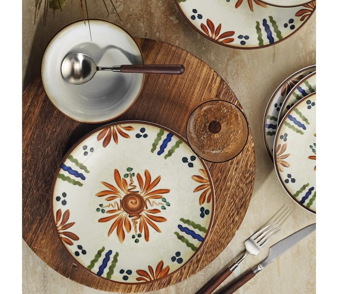 Jídelní sada 24 ks pestrobarevná/porcelán 710KTP3803