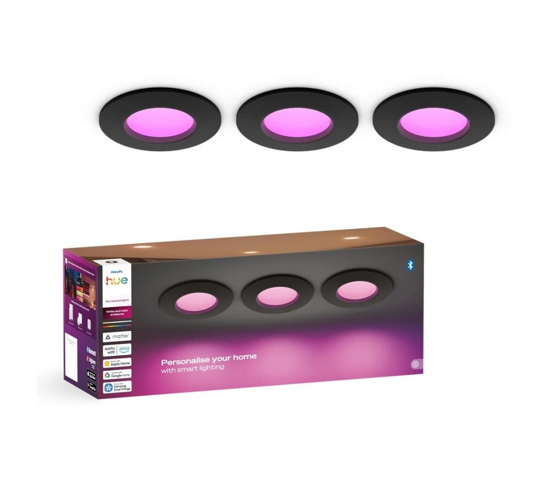 Philips - SADA 3x LED RGBW Stm. koup. podhled. svít. Hue SLIM LED/8,3W/230V IP44 8721103109293
