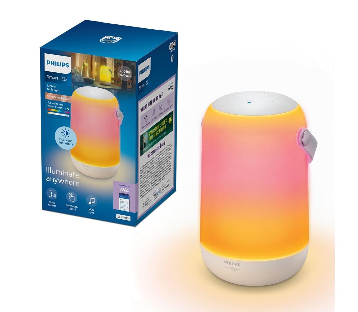 Philips Smart Philips -LED RGBW Stm. přenosná stolní lampa SMART LED/13,5W/3,6V Wi-Fi 1800 mAh 8721103160744